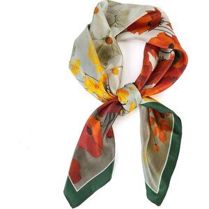 Pure Mulberry Green Flower Square Scarf Women Soft Head Neck Scarf Gift Packed